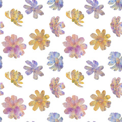 Fototapeta premium watercolor seamless pattern on a white background, colorful rudbeckia flowers