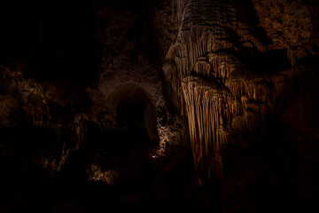 Rippling Formations Grow on The Wall in Carlsbad Caverns