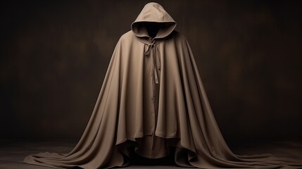 Classic cloak of dark beige color