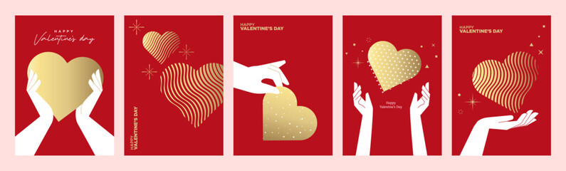 Romantic greeting card templates. Vector illustrations for Valentine‘s day, love message, social media post, web banner, marketing.  - obrazy, fototapety, plakaty
