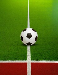 Sfondo verticale pallone da calcio in campo generato con ai