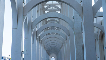 Doha cruise ship port building beautiful arches.