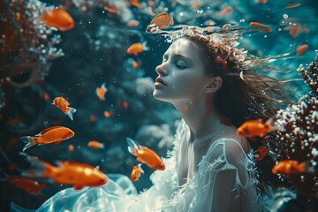 fashion photography, girl in under water