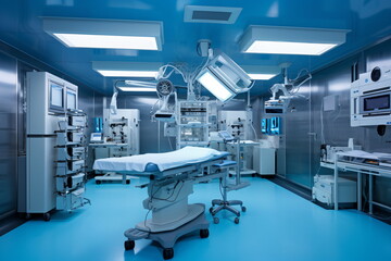 Blue operating room interior