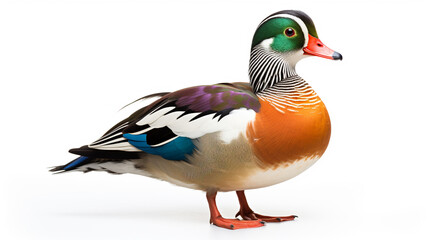 Obraz premium mandarin duck isolated on white background. AI Generative.