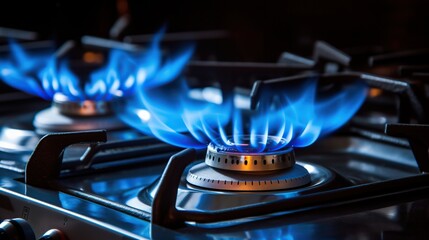 The blue gas flame burned brightly