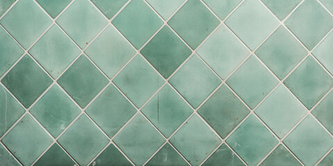 Fototapeta premium Background with small diamond shaped light green colored tiles