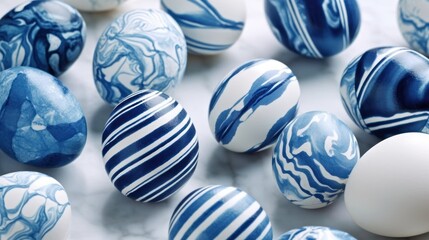 Easter eggs on white table