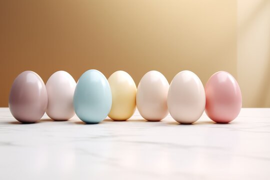 pastel color easter eggs set design 3d render background