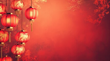 Abstract background with Chinese New Year theme decorated with lanterns