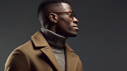 Obraz premium Profile of stylish young african american man in eyeglass