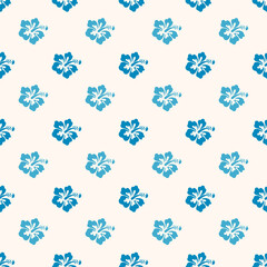 Blue Hawaiian Flowers Aloha Seamless Background Pattern