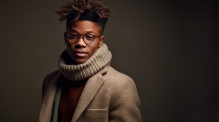 Obraz premium Profile of stylish young african american man in eyeglass