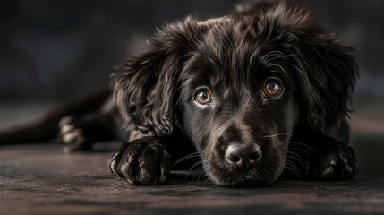 potrait of puppy playfull with blurred background, close up dog 