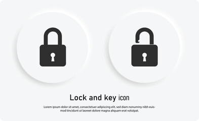 A lock icon, black isolated on trendy neumorphism style lock icon, vector illustration.