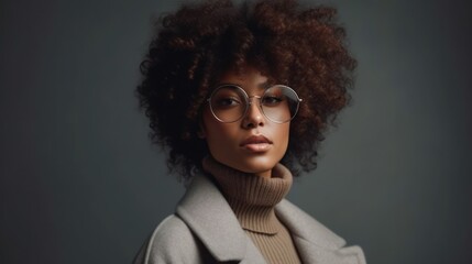 Stylish young african american woman in eyeglass - obrazy, fototapety, plakaty