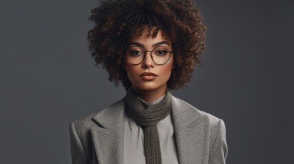 Stylish young african american woman in eyeglass - obrazy, fototapety, plakaty