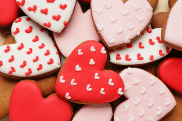 Heart shaped cookies as background. Valentine's Day celebration