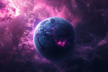 a planet floating in space