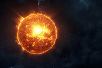 Fototapeta premium a sun floating and shining in the space