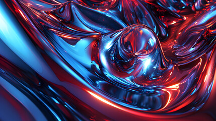 abstract metallic liquid red and blue background