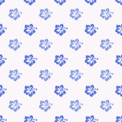 Blue Hawaiian Flowers Aloha Seamless Background Pattern