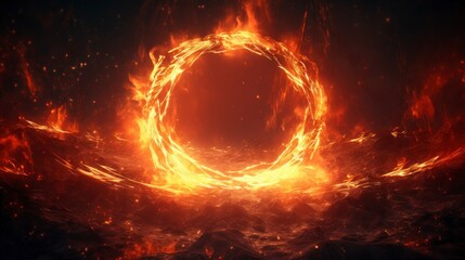 Circle fire ring on black background