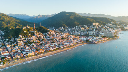 Aerial view of the Historic Center of Puerto Vallarta, Mexico. Mountains, Nature, Sea