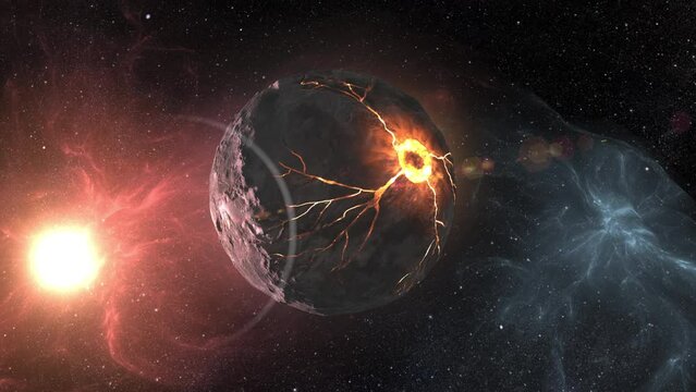 Dying Planet in deep space 
Cinematic view of dead planet,4K. 2024
