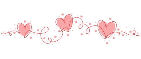 pink heart line art style. Valentines day, womens day, mothers day background element design