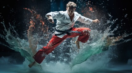 Sports Olympic games karate splash background - Powered by Adobe
