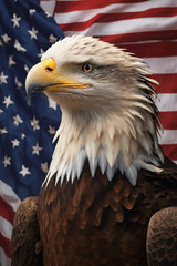 KI Portrait, Seeadler vor Amerika Flagge