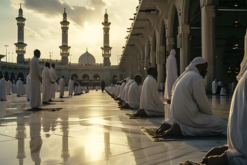 Muslim pilgrims from all over the world gathered to perform Umrah or hajj - obrazy, fototapety, plakaty