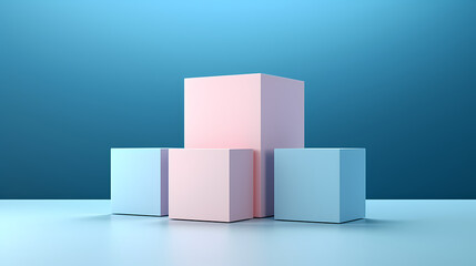 Obraz premium Simple product booth, podium, stage, product commercial photography background, cosmetics booth, 3D rendering