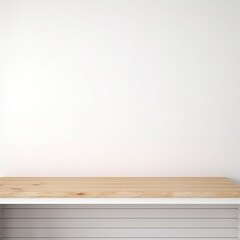 Close up of a wooden table with a white background