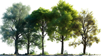 Collections tropics green trees shapes set cutout transparent backgrounds 3d rendering png - obrazy, fototapety, plakaty