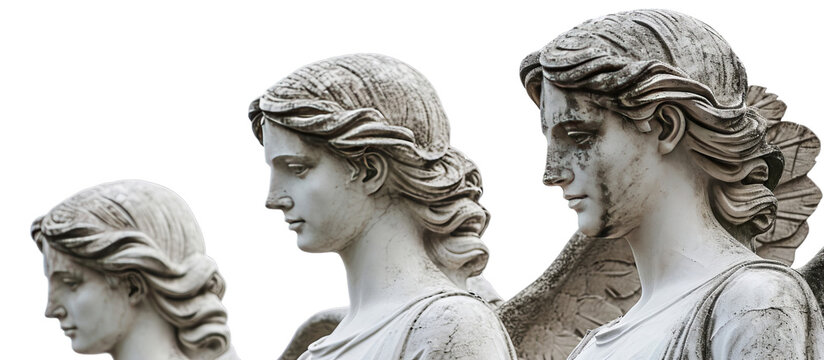 Group of Statues Depicting Women with Flowing Hair