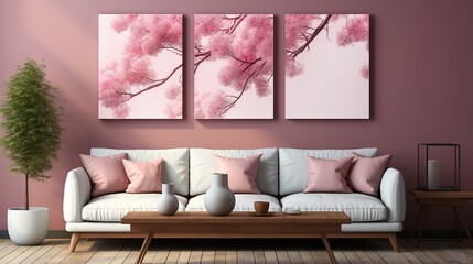 Elegant pink blossom tree branches canvas prints