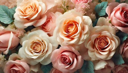 beautiful artificial rose flowers background vintage style