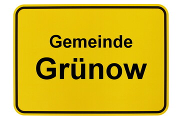 Illustration eines Ortsschildes der Gemeinde Grünow in Mecklenburg-Vorpommern
