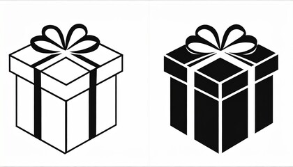 gift box minimal lineart flat logo silhouette style vector illustration set - obrazy, fototapety, plakaty