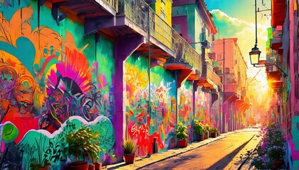 Obraz premium street art graffiti wallpaper ai