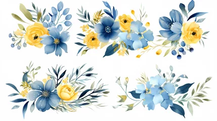 Rolgordijnen Floral frame with watercolor flowers, decorative flower background pattern, watercolor floral border background © jiejie