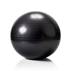 Black fitness exercise ball isolated on white background.