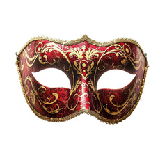 Red and Gold Mask on White Background