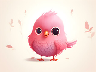 Illustration of a pink cute little bird