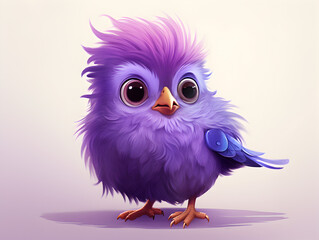 Illustration of a purple cute little bird