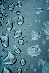 Background, drops and sleet on glass.