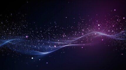 Interstellar space with glowing purple and blue particles - obrazy, fototapety, plakaty