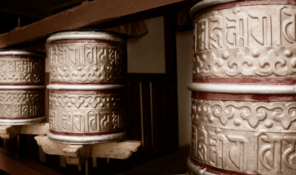 Prayer Wheel Buddhism, Ladakh,Spituk gompa